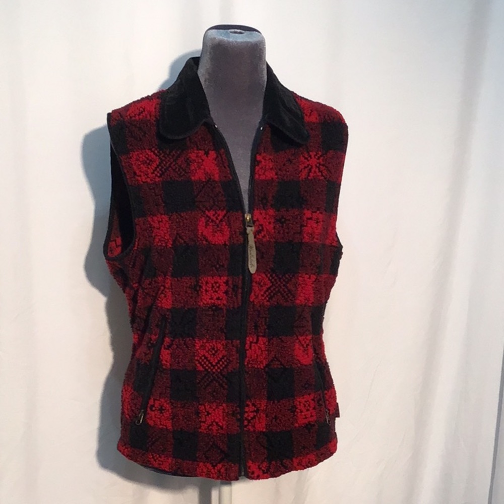 🌼Vintage🌼 Woolrich buffalo plaid teddy bear vest size Small